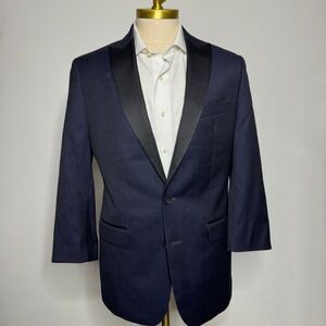 Ryan Seacrest Distinction Blue Dot Pattern Tuxedo Blazer -‎ Men's Size 40 L